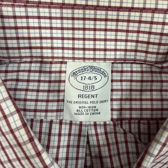 Brooks Brothers Regent Button Down Shirt Mens Large Red Red Plaid Long Sleeve - Picture 2 of 8